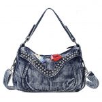 mavi zımba ve aksesuar detaylı kot çanta sk22399