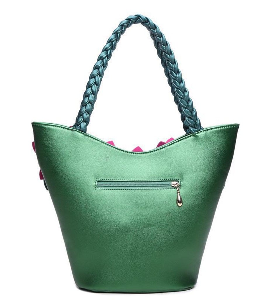 Floral Leather Bag for Women – Woven Handle Shoulder Bag SK22405 - Image 8