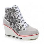 gri payetli dolgu topuk spor sneaker sk23252