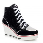 siyah payetli dolgu topuk spor sneaker sk23252