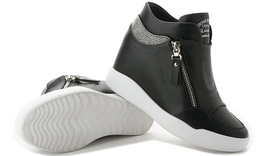 Hidden Wedge Sneakers for Women – Crystal Embellished SK22652 - Image 14