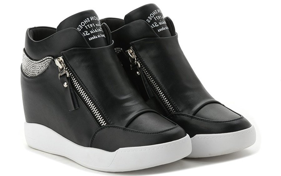 Hidden Wedge Sneakers for Women – Crystal Embellished SK22652 - Image 12