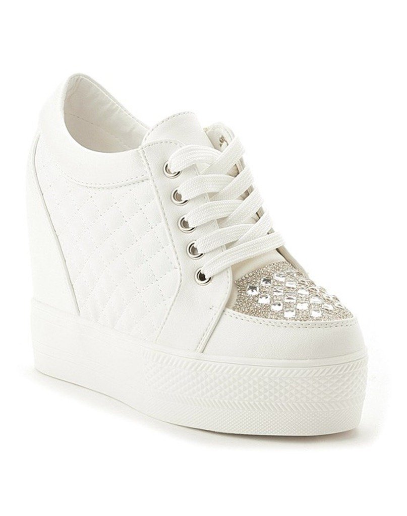 Hidden Wedge Platform Sneakers for Women – Crystal Detail SK22669 - Image 14