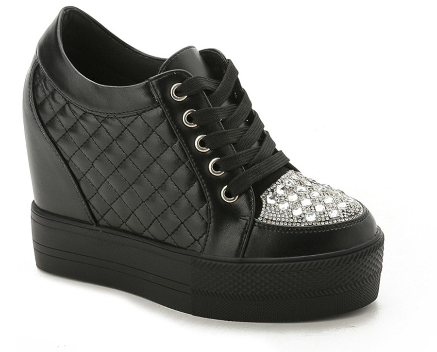 Hidden Wedge Platform Sneakers for Women – Crystal Detail SK22669 - Image 3