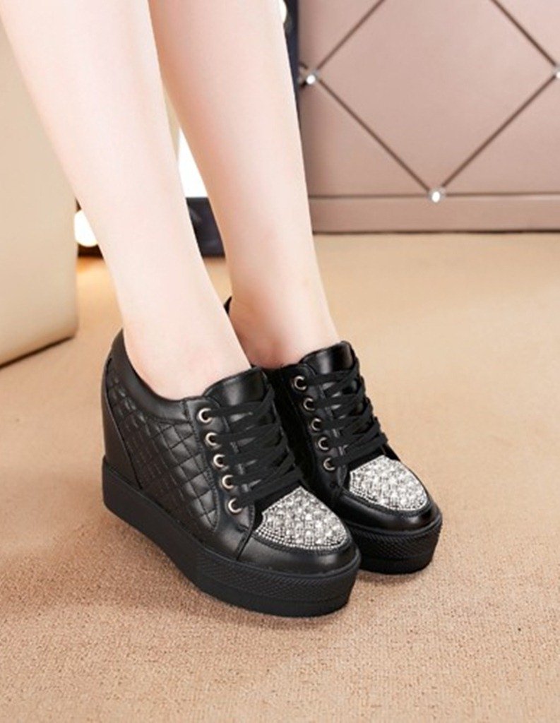 crystal toe sneakers black white
