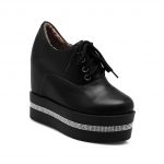 siyah taşlı platform gizli topuk ayakkabı sk24776