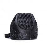 siyah zımbalı deri küçük sırt çantası sk24354