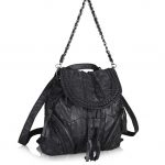 siyah örgü detaylı kol ve sırt çantası sk24405