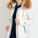 beyaz yakası kürklü uzun şişme mont sk25713