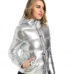 parlak gümüş rengi şişme mont sk25703