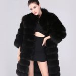 siyah uzun kürk palto sk26021