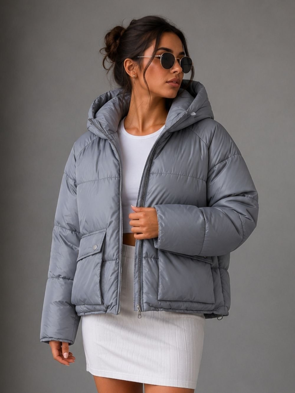 Hooded Puffer Jacket for Women – Winter Coat SK26452 - Image 3