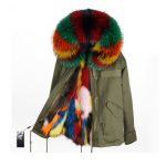 haki 4 kürk kapüşonlu kısa parka sk26322