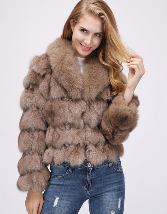 kahverengi tilki kürkü ceket sk26138 kahverengi tilki kürkü ceket sk26138