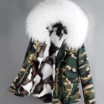 kamuflaj kürk kapüşonlu kısa parka sk26322