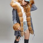 mavi tilki kürklü uzun parka sk26293