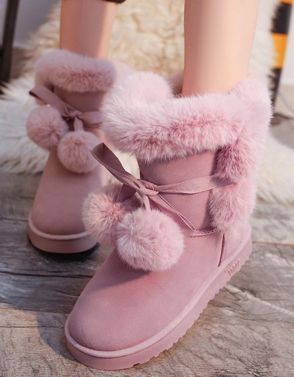 pembe ponpon kürklü kar botu sk26935 pembe ponpon kürklü kar botu sk26935