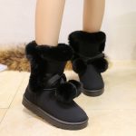 siyah ponpon kürklü kar botu sk26935