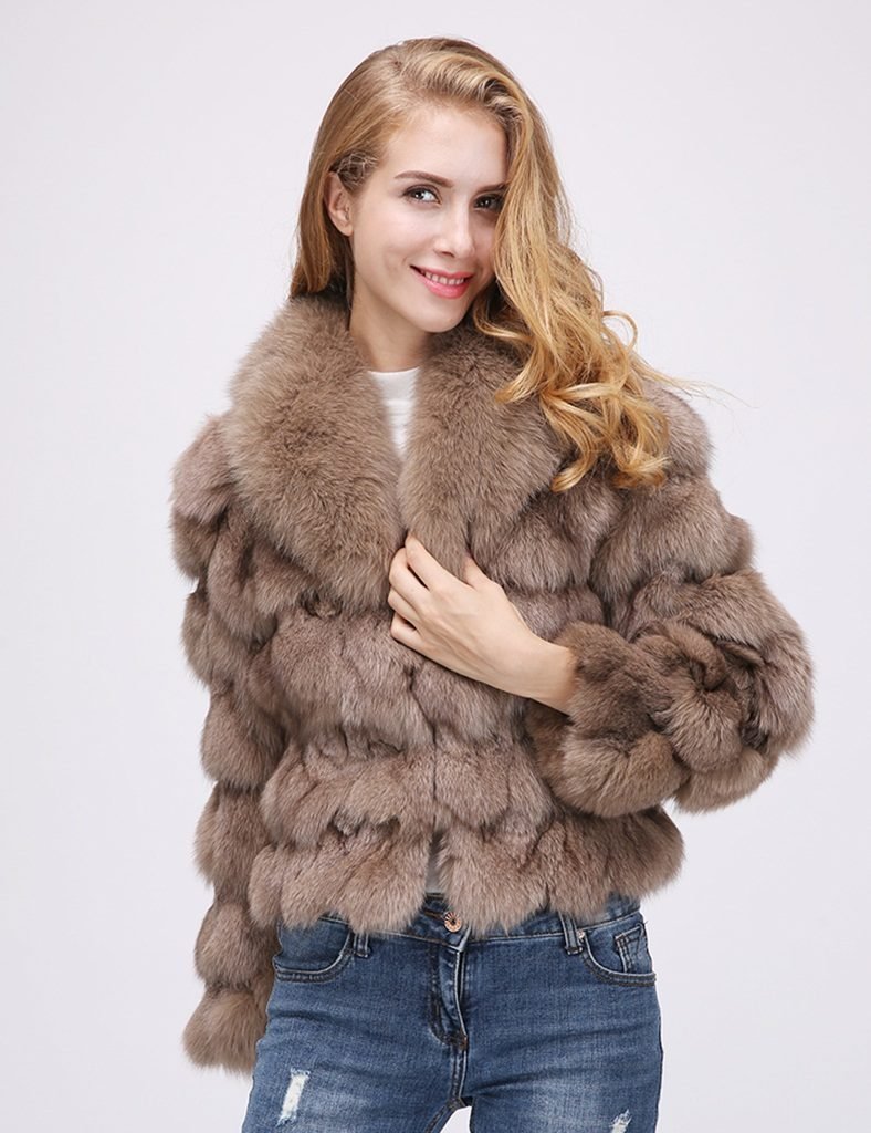 luxury fur coat women close up