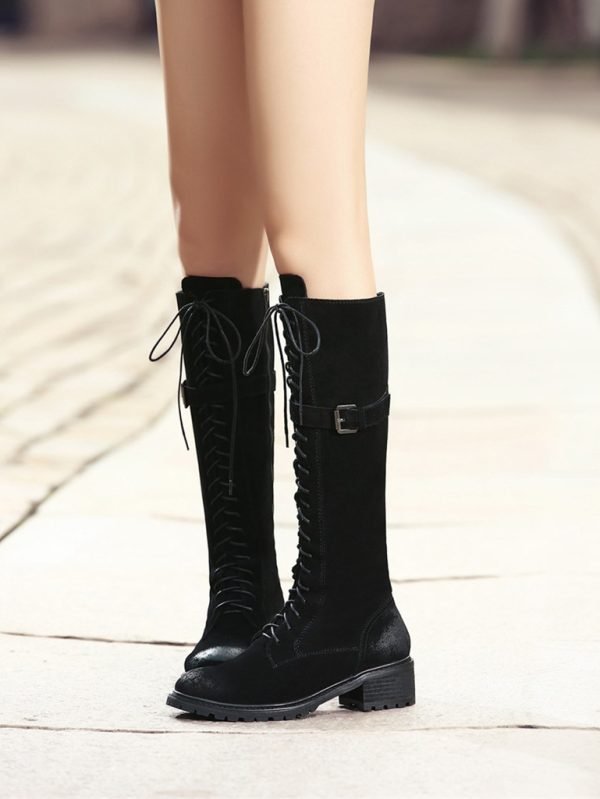 black suede boots women side view