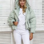 su yeşili kapüşonlu şişme mont sk26452