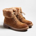 taba kürklü bağcıklı süet bot sk26948