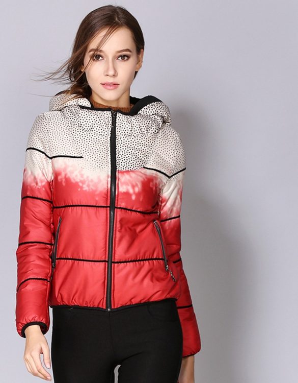 kırmızı baskılı kapüşonlu şişme mont sk29020 kırmızı baskılı kapüşonlu şişme mont sk29020
