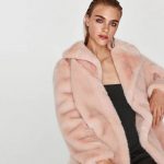pembe yakalı bayan kürk mont sk28335