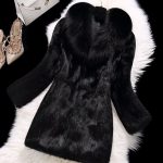 siyah tavşan kürkü mont sk28340