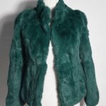 yeşil tavşan kürkü kısa ceket sk28345