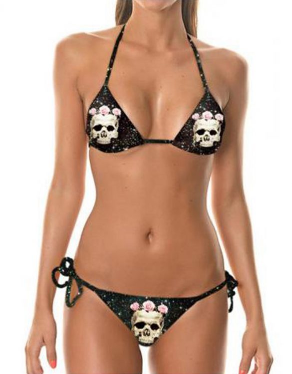 siyah kuru kafa desenli bikini sk32235 siyah kuru kafa desenli bikini sk32235