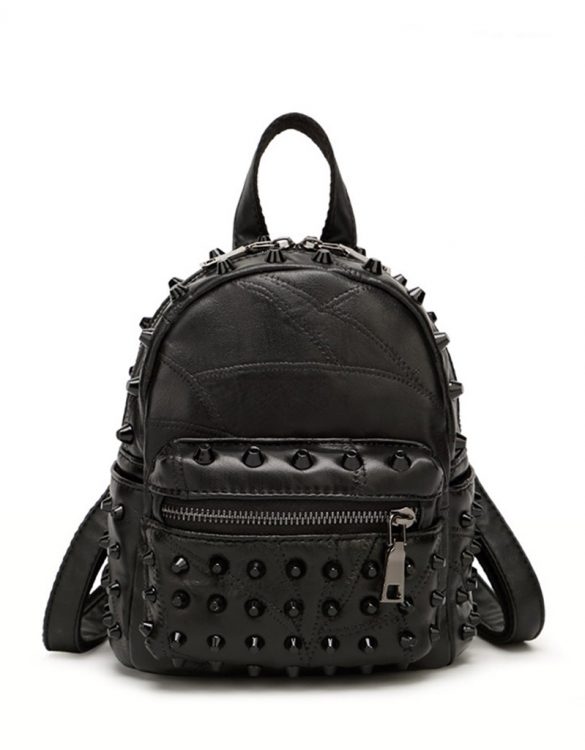 siyah zımbalı mini sırt çantası sk35059