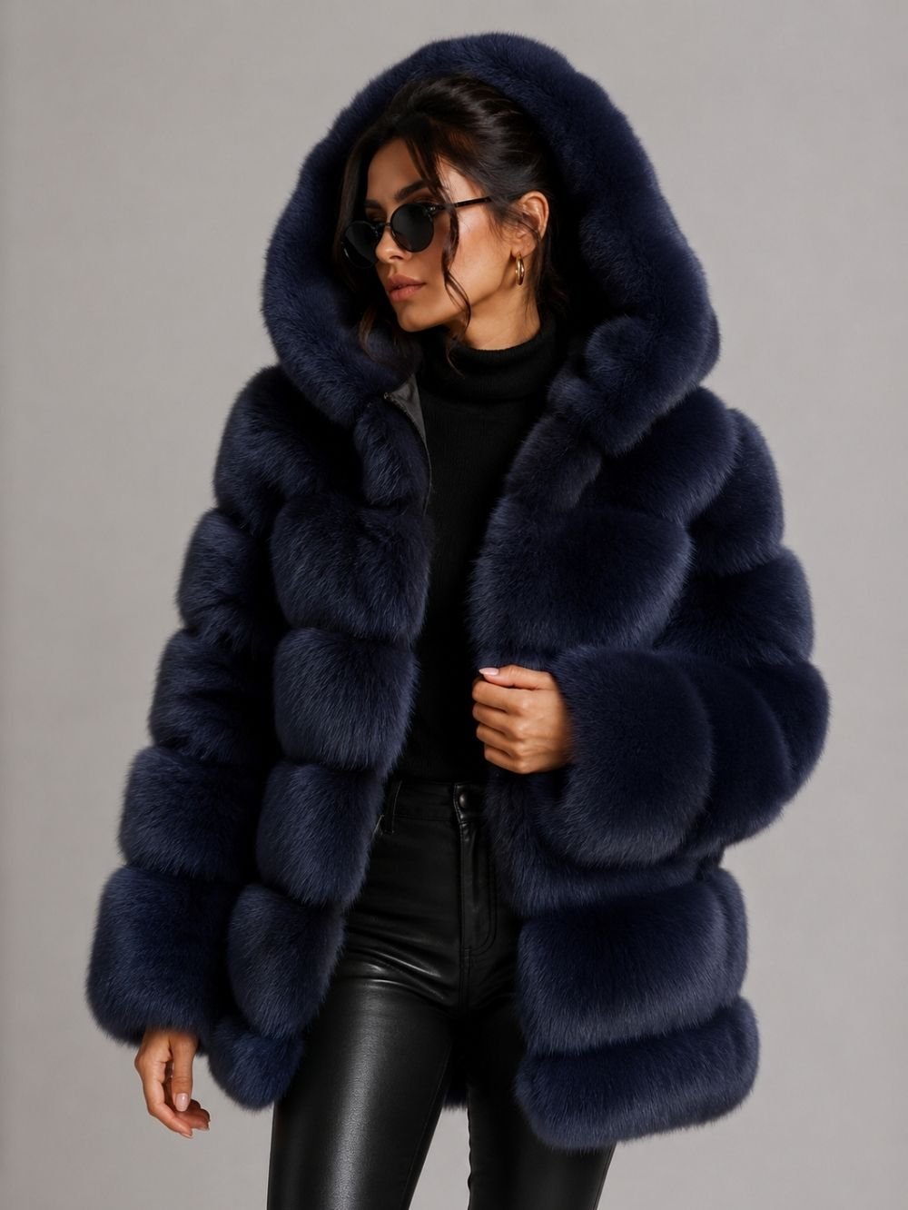 Hooded Faux Fur Short Jacket SK36722