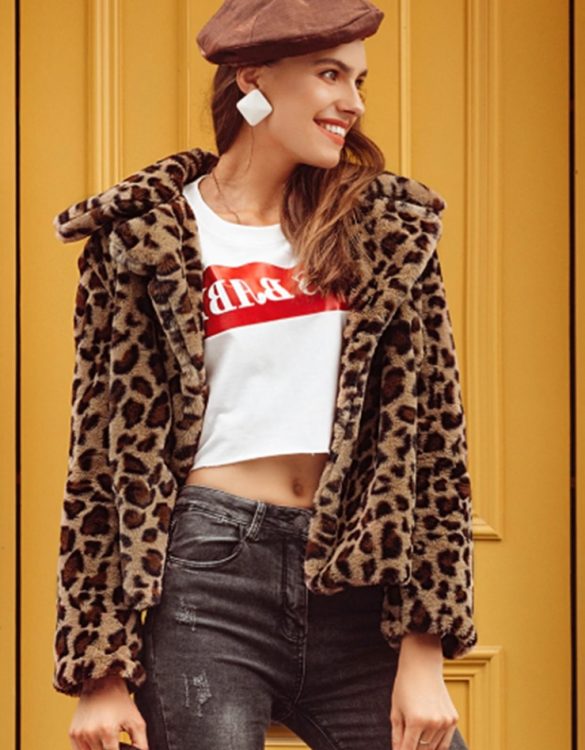kısa leopar kürk ceket sk36045 kısa leopar kürk ceket sk36045
