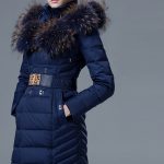 lacivert kürk kapüşonlu kemerli parka-sk36399