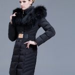 siyah kürk kapüşonlu kemerli parka-sk36399