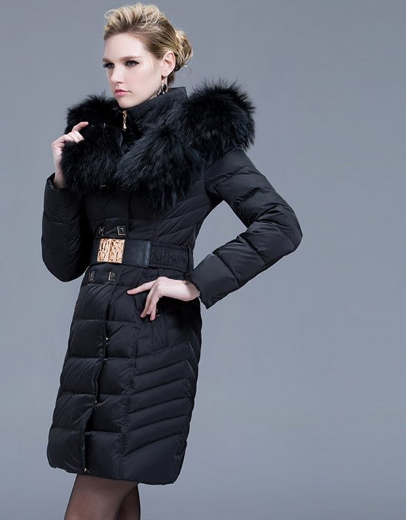 siyah kürk kapüşonlu kemerli parka-sk36399 siyah kürk kapüşonlu kemerli parka-sk36399
