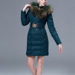 yeşil kürk kapüşonlu kemerli parka-sk36399