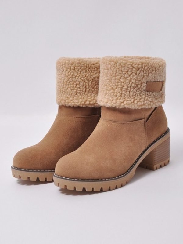 Brown block heel winter boots