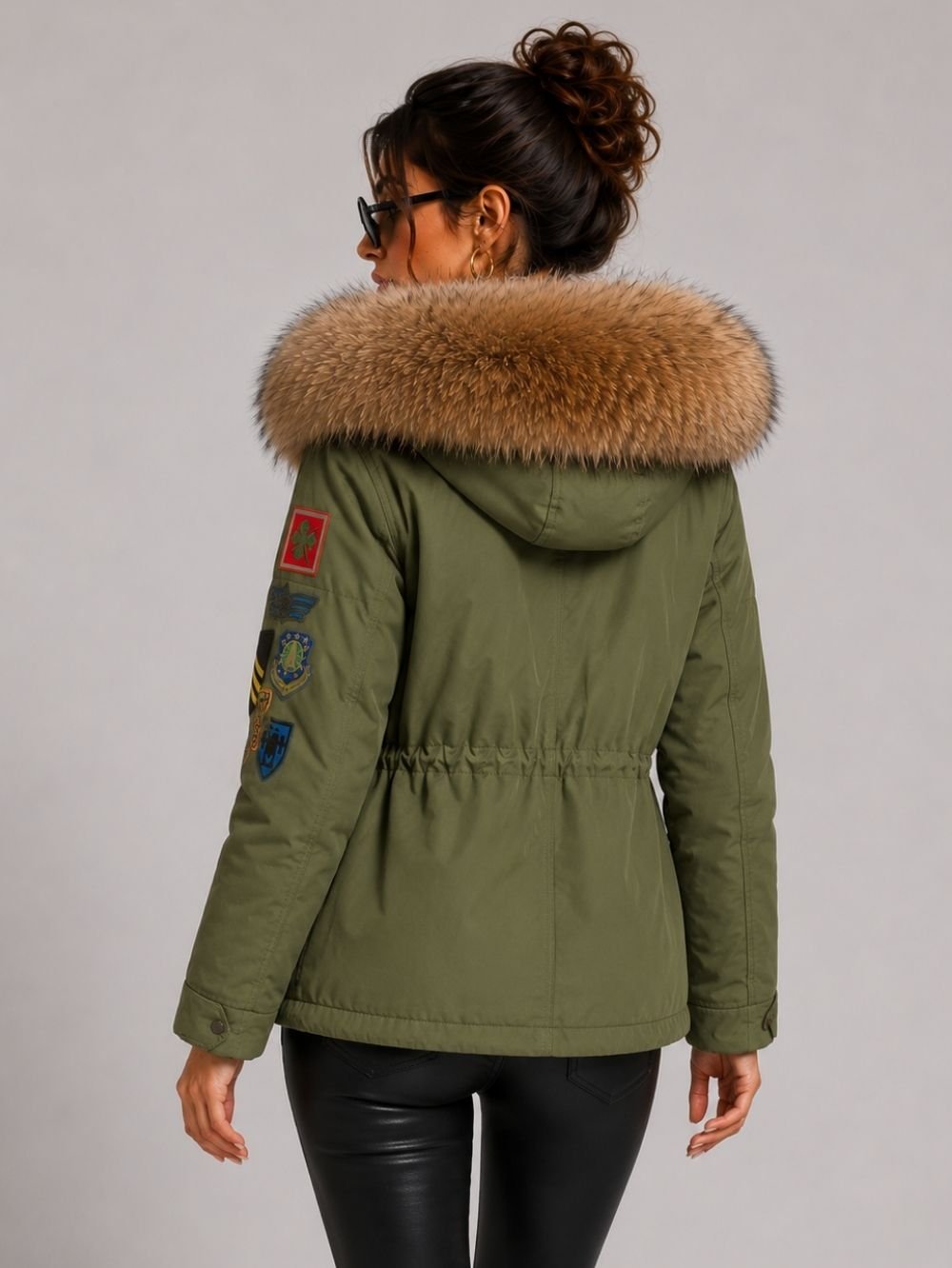 Raccoon Fur Hood Cotton Parka Jacket SK26675 - Image 3