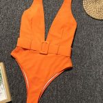 turuncu kemer detayli mayo sk40175