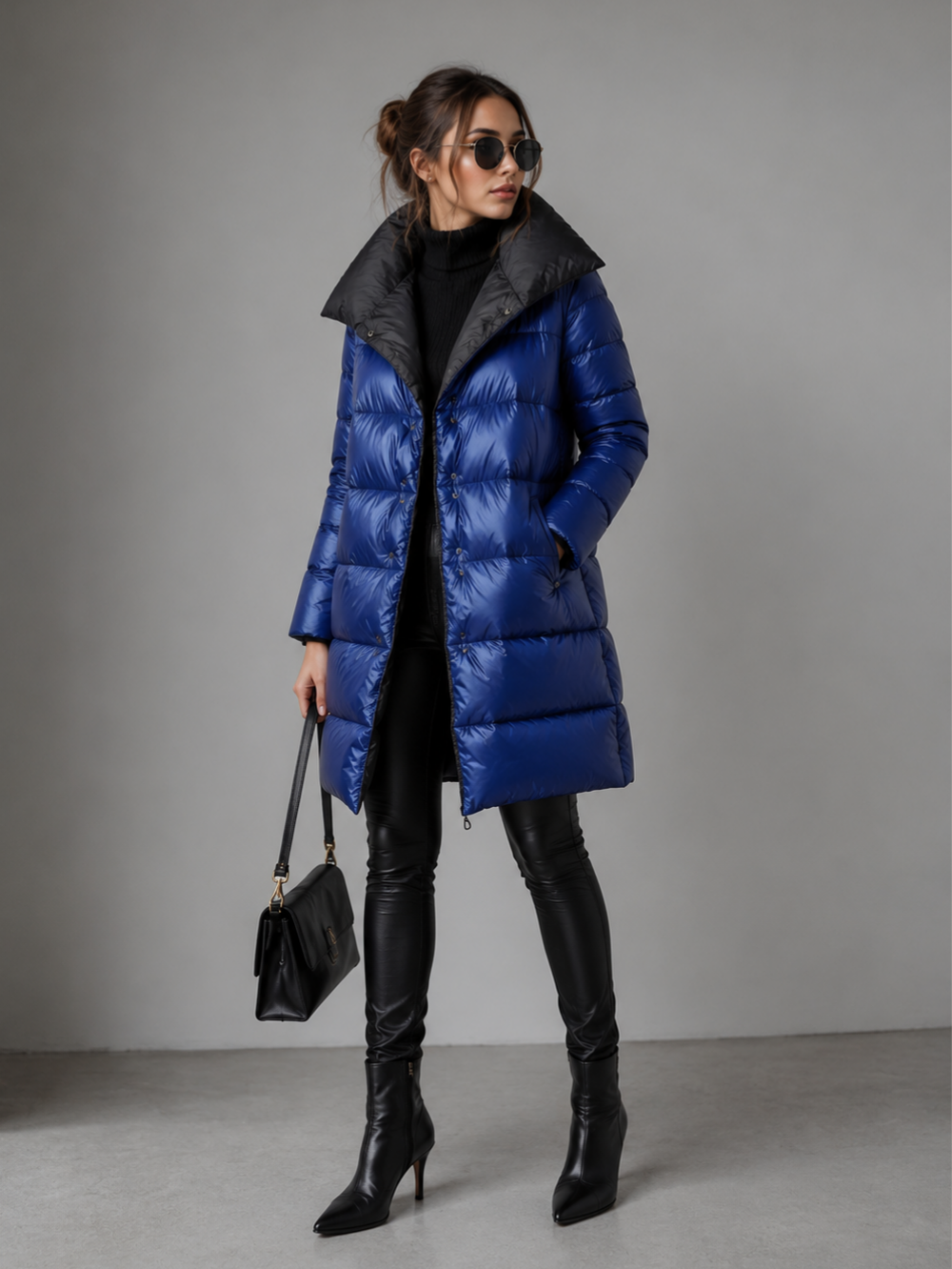 Reversible Two-Tone Goose Down Puffer Coat SK43112
