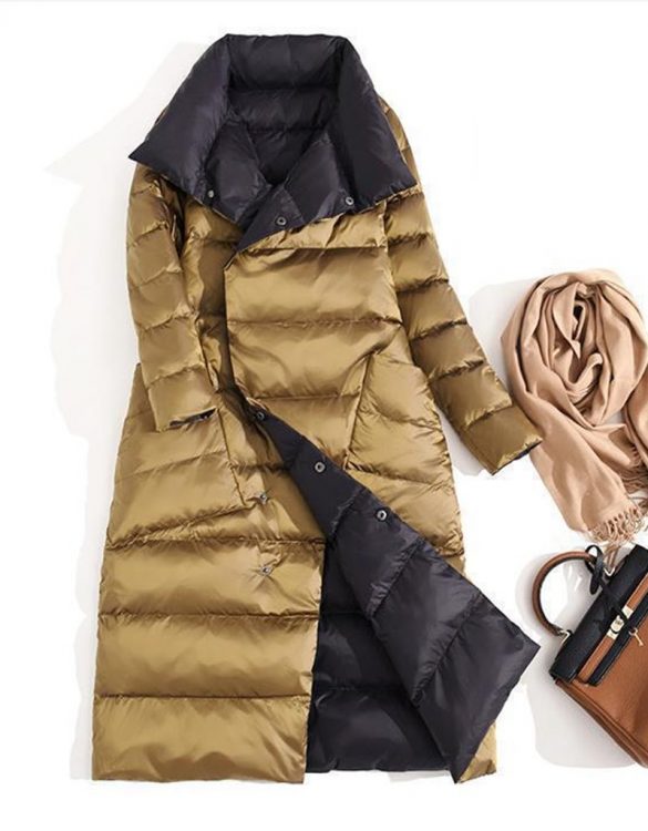 bronz siyah iki renkli şişme mont sk43112