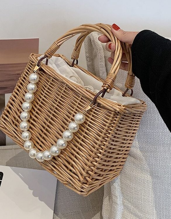 el yapımı incili hasır çanta sk49663