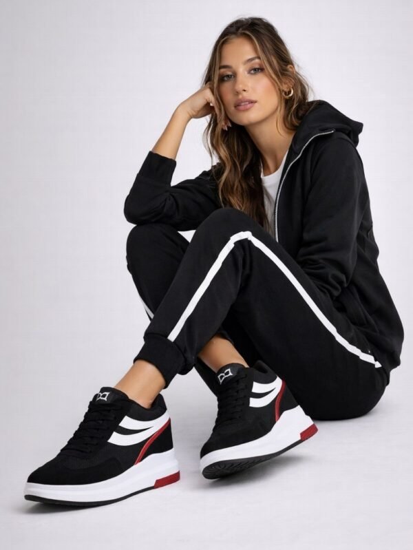 Burgundy hidden wedge casual trainers