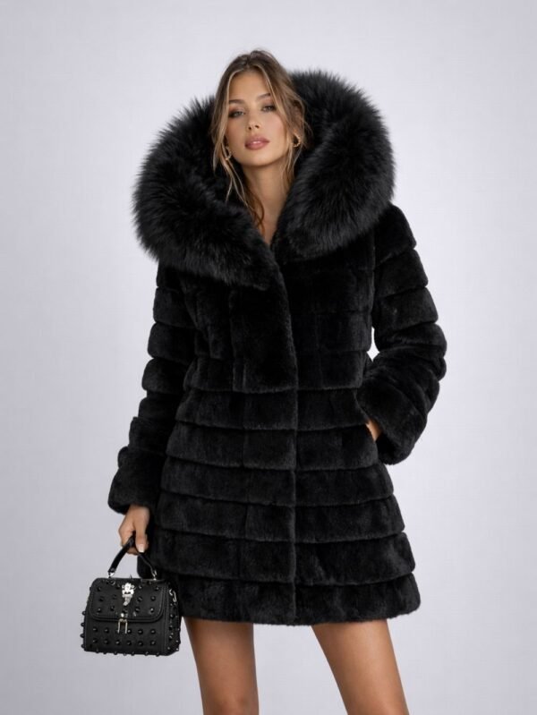 Close-up of genuine fox fur collar detail