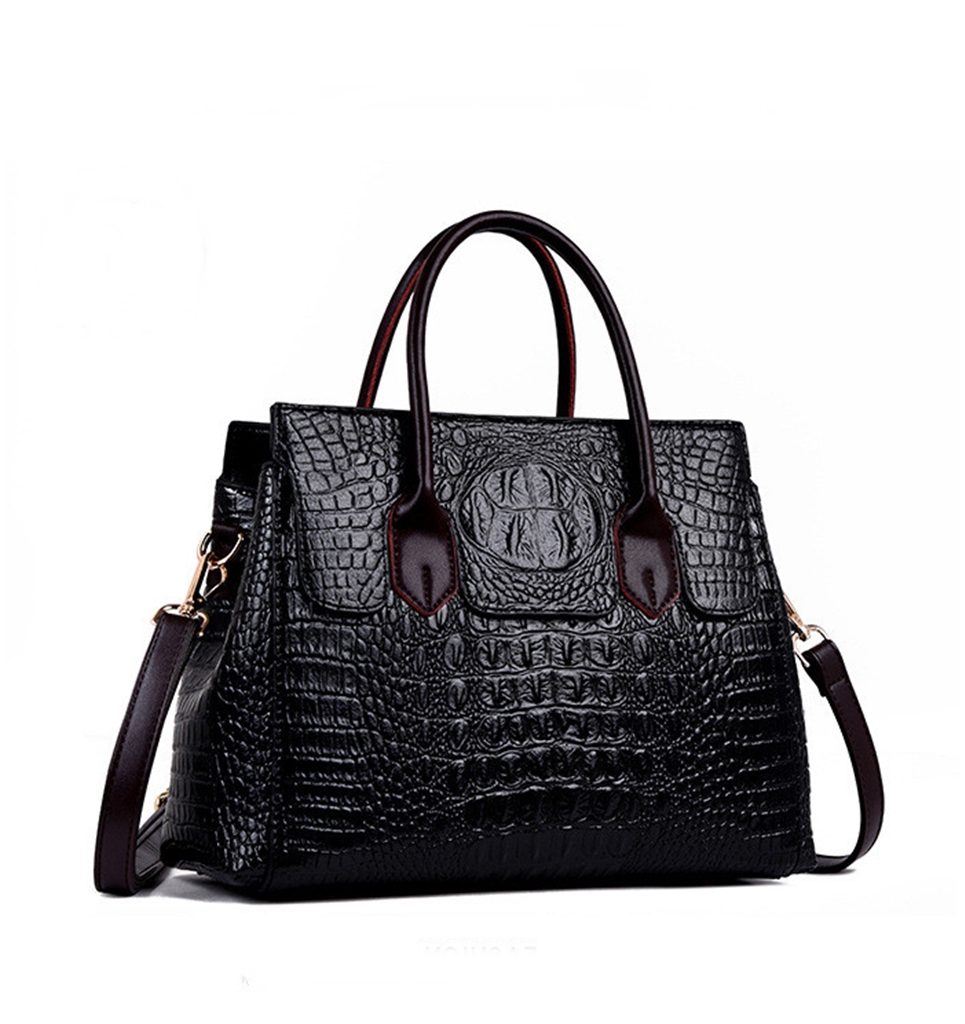 siyah timsah derisi desenli hakiki deri çanta 50530