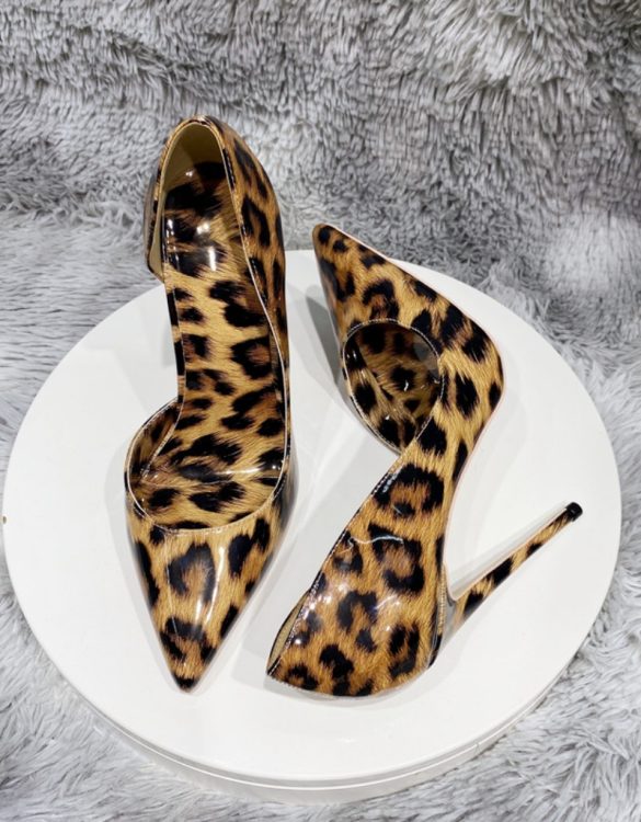 Rugan Leopar Desenli Yüksek Topuklu Ayakkabı SK51932