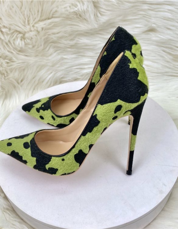 Yeşil Leopar Desenli Süet Stiletto SK51945 Yeşil Leopar Desenli Süet Stiletto SK51945