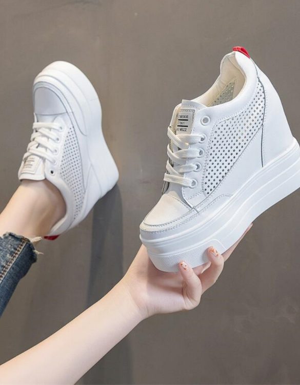 Beyaz 11 cm Platform Hakiki Deri Spor Ayakkabı SK52250 Beyaz 11 cm Platform Hakiki Deri Spor Ayakkabı SK52250